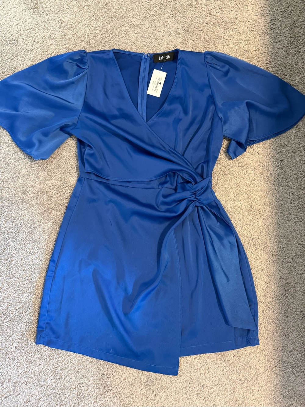 fab'rik Cobalt Blue Wrap-Style Mini Dress
